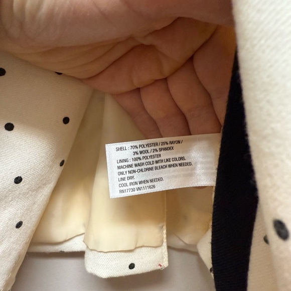 2/$30 Merona - Cream Blazer w/ Black Polka Dots | Chic Statement Jacket | Size 2 - Picture 7 of 9